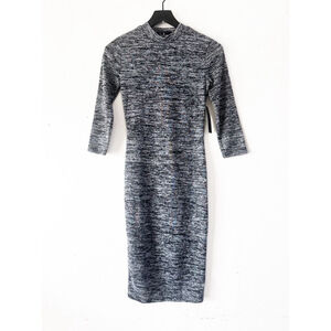 Lulu's Modern Marl Grey Bodycon Midi Dress Women's Size S